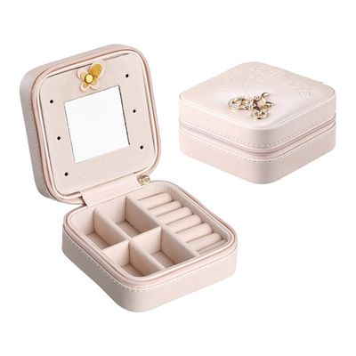 Boîte de bijoux personnalisée par accueil de voyage d'OEM ISO9001 avec le miroir pour des femmes