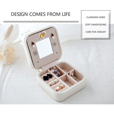 Boîte de bijoux personnalisée par accueil de voyage d'OEM ISO9001 avec le miroir pour des femmes