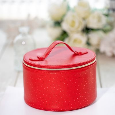 Rond portatif adapté aux besoins du client de dames de cas en cuir léger de vanité rouge
