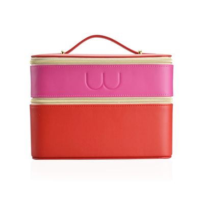Fermeture 24*20*19cm en cuir imperméable de tirette de doubles couches de cas de vanité
