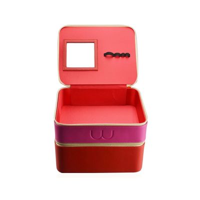 Fermeture 24*20*19cm en cuir imperméable de tirette de doubles couches de cas de vanité