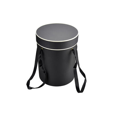 Bouquet cylindrique de boîte de chapeau noir adapté aux besoins du client avec le couvercle et la poignée