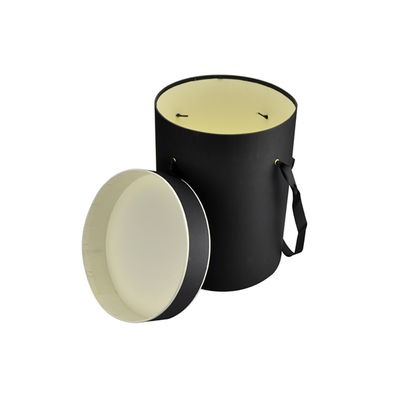 Bouquet cylindrique de boîte de chapeau noir adapté aux besoins du client avec le couvercle et la poignée