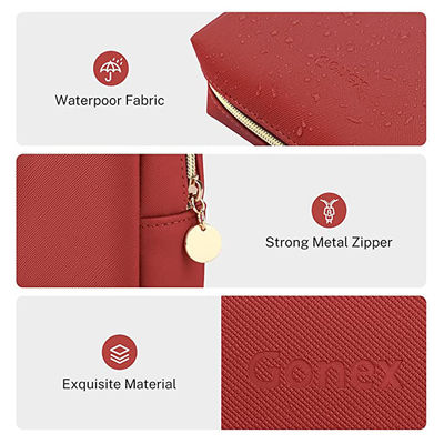 Petit rouge Zippered en cuir de sac cosmétique de maquillage d'unité centrale pour l'usage quotidien