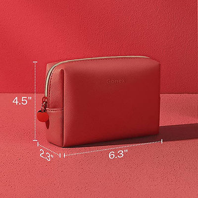 Petit rouge Zippered en cuir de sac cosmétique de maquillage d'unité centrale pour l'usage quotidien