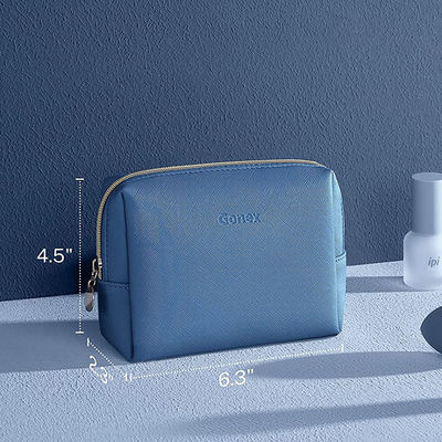 Sac cosmétique portatif de maquillage de bleu marine, poche cosmétique imperméable 6,3 pouces