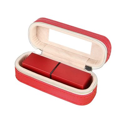 Mini affaire en cuir 10*4*3.5cm de rouge à lèvres de voyage d'unité centrale avec la double fermeture de tirette