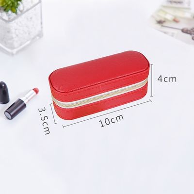 Mini affaire en cuir 10*4*3.5cm de rouge à lèvres de voyage d'unité centrale avec la double fermeture de tirette