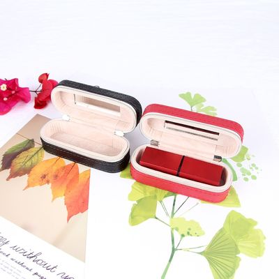 Mini affaire en cuir 10*4*3.5cm de rouge à lèvres de voyage d'unité centrale avec la double fermeture de tirette