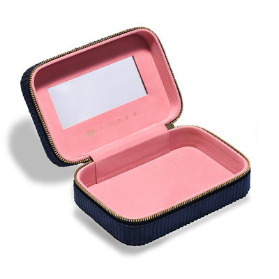 Caisse bleu-foncé de rouge à lèvres de voyage de trio de velours avec le miroir et l'EVA Insert intérieurs