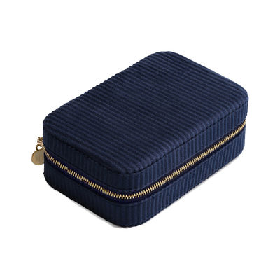Caisse bleu-foncé de rouge à lèvres de voyage de trio de velours avec le miroir et l'EVA Insert intérieurs