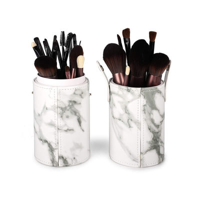 Support de brosse en cuir marbré cosmétique de maquillage de tube de Faux avec instantané fermé
