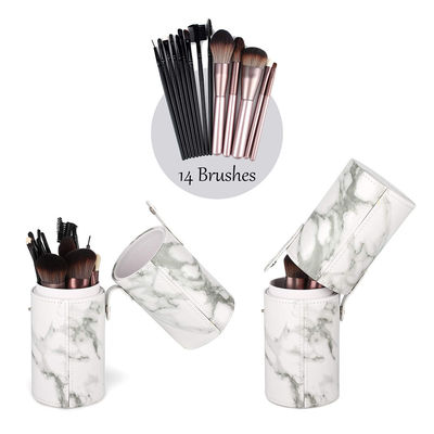 Support de brosse en cuir marbré cosmétique de maquillage de tube de Faux avec instantané fermé