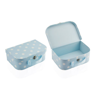 Boîte de Dot Pattern Cardboard Storage Suitcase de 3 ensembles avec la poignée de ruban
